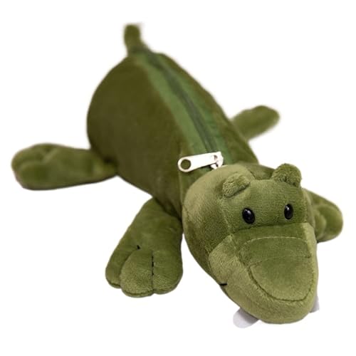 KUKUShining Estuche De Peluche De Animal, Bonito Estuche Lápices Bolígrafo Perro Oso De Peluche De Gran Capacidad para Útiles Escolares(Crocodile)