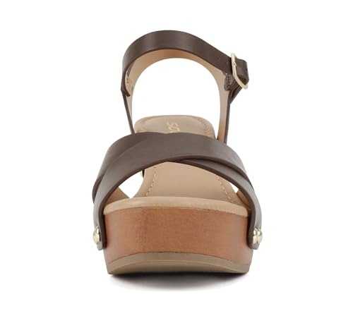 Image of Soda MIGUEL ~ Women Crisscross Band Fashion Chunky Platform Block Mid Heel Sandal with Ankle Strap and Stud