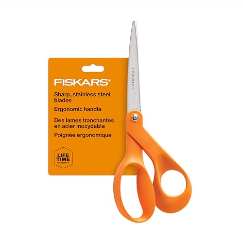 Fiskars 8" Original Orange-Handled Stainless Steel Scissors, Ergonomic and Keeps Material Flat, Sharp All-Purpose Paper and Fabric Scissors for Office, Arts, and Crafts image 5