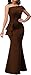 Formal Brown Dresses for Women Sexy Bodycon One Off Shoulder Mermaid Cocktail Floor Length Prom Long Dress with Zipper for Evening Party(Small)