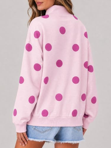 Fisoew Womens Polka Dot Sweatshirts Mock Neck Long Sleeve Pullover Tops — view 4