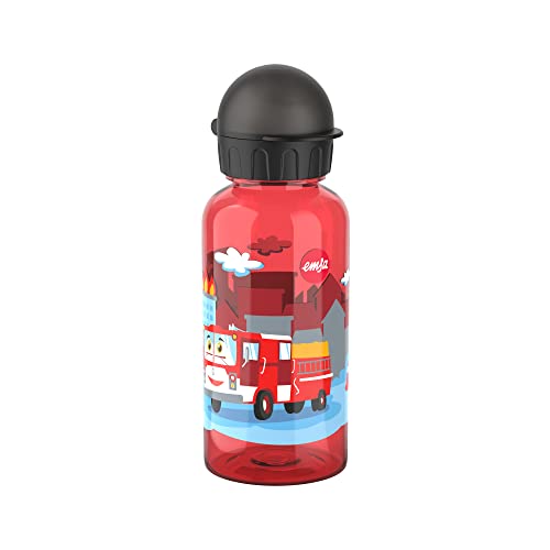 Emsa N30512 Kids Tritan Trinkflasche | Fassungsvermögen: 0,4 Liter | 100% sicher/praktisch/hygienisch/dicht/unbedenklich | robust | Design: Fire Brigade