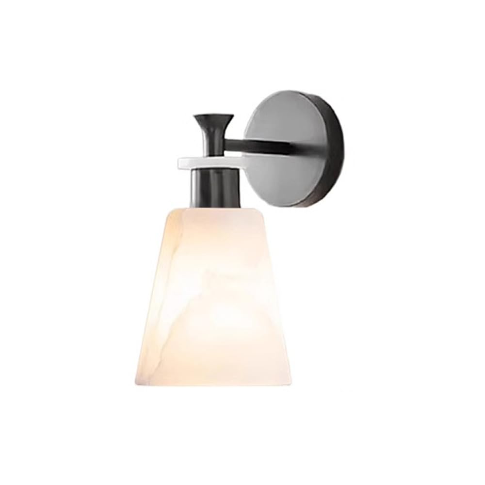 OZSSLJJ Bedside Natural Warm Light Wall Sconce Marble Lamp Shade Wall Light E26/E27 3000K Wall Lamp.(Black)