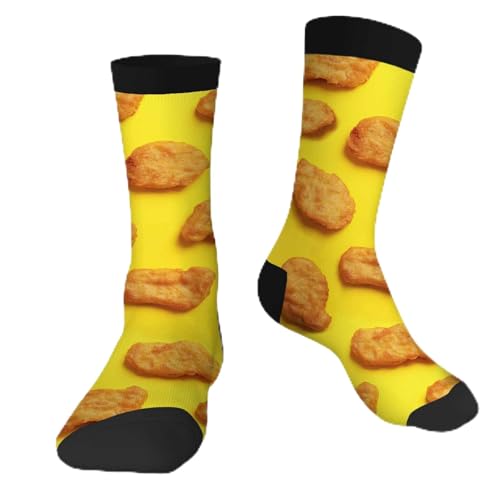 Muntayson Fried Chicken Nuggets Athletic Cushioned Crew Socks Cushioned Crew Socks with Arch Compression Secure Fit Women Men