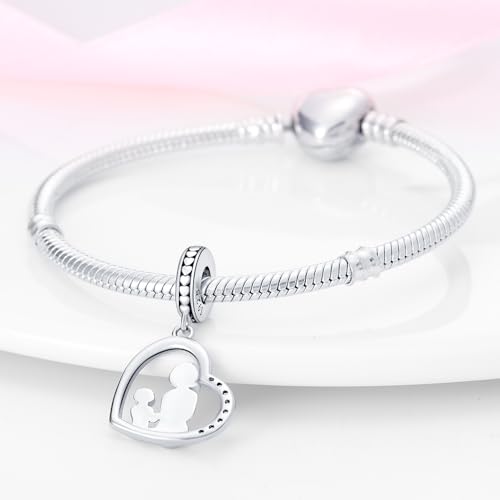 LNQOBU Family Love Mother Daughter Charm 925 Sterling Silver fits Bracelets Necklace Pendant Bead Charms Jewelry Gift for Women Family Friends3