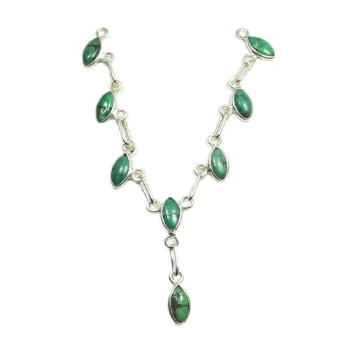 Collier malachite naturelle marquise en argent sterling 925 pour sublimer vos tenues de soirée