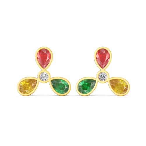 Image of Joyalukkas 22k (916) Purity | BIS Certified | Elegant Tricolor Petal Gold Earrings For Women