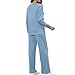 Women's 2 Piece Lounge Sets Casual Travel Outfits Long Sleeve Side Split Top Wide Leg Pants Tracksuit Cozy Sweatsuits Sky Blue