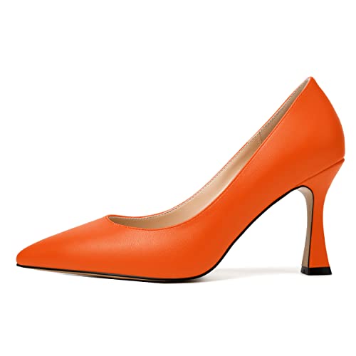 MODENCOCO Womens Slip On Elegant Matte Pointed Toe Sexy Party Stiletto High Heel Pumps Dress Shoes 3.5 Inch2