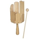 goki 61840 Rührtrommel aus Holz mit Schlägel – 24,5 cm Rhythmusinstrument für Kinder ab 3 Jahren, Musikspielzeug mit klaren Klängen