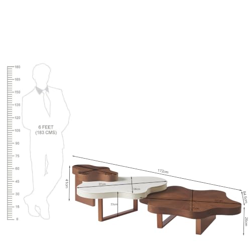 Image of The Attic Tria Cloud Coffee Table | Modern Three-Tier Center Table with Marble & Walnut Finish | Artistic Living Room Accent Furniture