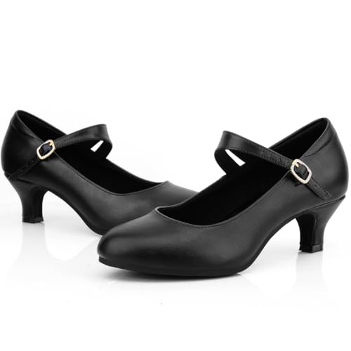 Women's Ankle Strap Heels Character Shoes Wedding Ballroom Latin Dance Pumps2