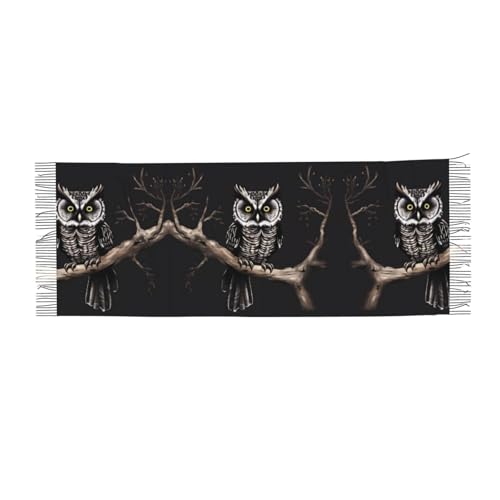 Hgjkyu Late Night Owl Print Cashmerette Fringed Scarf â€“ Long Shawl For Women, Lig