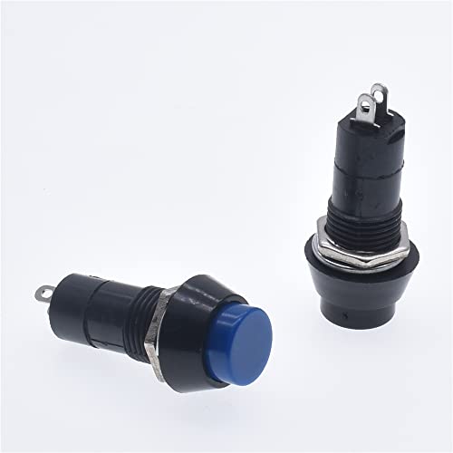 Commutateur bouton-poussoir momentané bleu PBS-11 de 12mm en plastique 2 broches pour circuit AC 250V