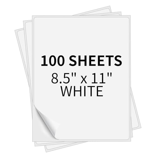 PAPRMA Full Sheet Labels 8.5” x 11” Sticker Paper Matte White, Large Shipping Label Paper for Inkjet Laser Printer, 100 Counts