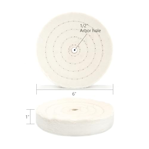 Image of SCOTTCHEN Cotton Buffing Wheel 6 inch Extra Thick Spiral Sewn Polishing Pad for Bench Grinder Tool with 1 /2 inch Arbor Hole(70 Ply) 1PCS