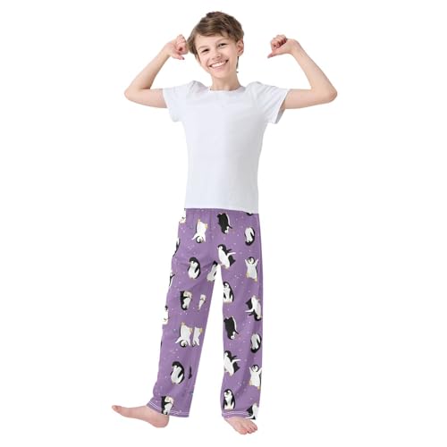 ZZXXB Penguin Fishing Boys Long Pants Soft Trousers Elastic Waist Kids Lounge Bottoms with Pockets S-XL2