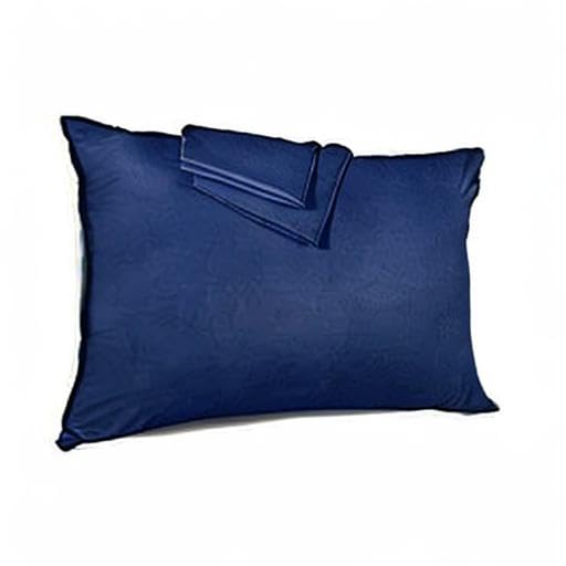Image of Youth Pillowcase 16x22 500 Thread Count Egyptian Cotton Set of 2 Toddler Pillowcase Zipper Closer 100% Egyptian Cotton (Toddler Travel 16x22 Zipper, Navy Blue Solid)