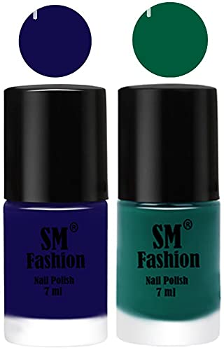 Image of Long Lasting Nail Polish | Nail Paint Combo 7 ml Each) - Set of 2 Dark Blue-Green