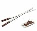 Holzsammlung 2 Piezas Kits de Utensilios BBQ Herramienta Barbacoa Pinchos 100% Acero Inoxidable Resistente al Calor Mango de Madera Bolsa de Almacenamiento Portátil para Viajar Camping al Aire Libre
