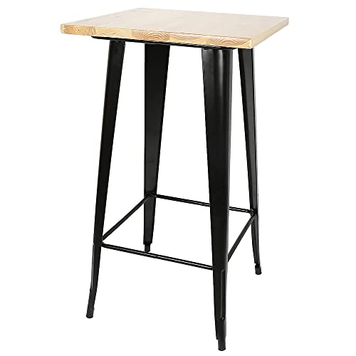 Table de Bar Bois métal Table Mange Debout Fer Design Industriel Table Haute de Bistro,Table Haute carrée 60 * 60 * 110cm Mange Debout Style Industriel en...