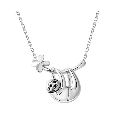 FRIUSATE Sloth Necklace, 925 Sterling Silver Cute Pendant Necklace Animal Necklace Charms for Women Teens Girls Gifts Cover