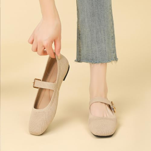 Mary Jane Shoes Women Ballet Flats Ballet Flats with Arch Support Adjustable Strap Square Toe Flat Shoes Dressy Comfortable Wide2
