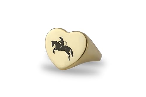 Bague de chevalière en or 14k personnalisée avec motif de coeur