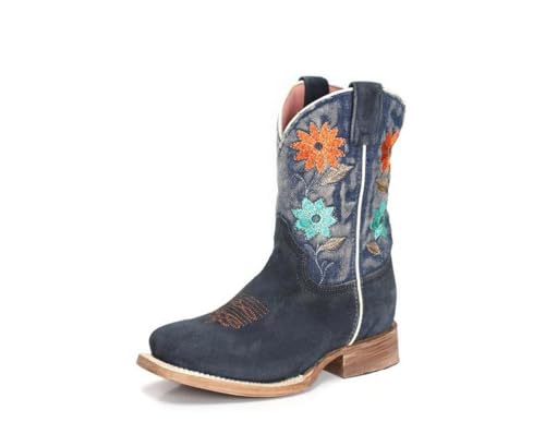Roper Girls Flower Power (Big Kid) Western Boot, Blue, 5