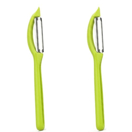 Éplucheur légumes lot de 2 - econome légumes universel à lame dentelée extra tranchante pour pomme de terre, fruits et tomates. eplucheur double tranchant...