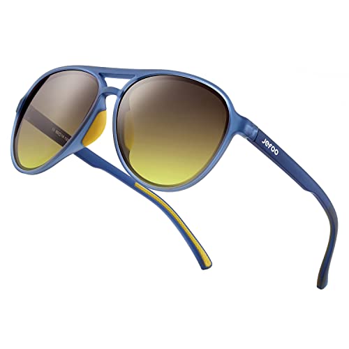 Image of Jefoo Polarized Aviator Sunglasses for Women Men Retro Trendy Sports Sunglasses for Outdoor UV400 Protection
