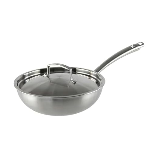 KAMBERG - Wok Ø28 cm in acciaio inox 18/10 Triply - Senza PFAS - Coperchio incluso - Tutti i piani cottura inclusi induzione e forno - 0008281, grigio