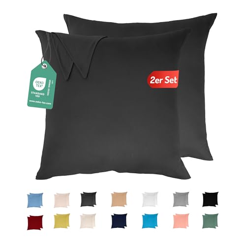 Livessa 2er Set Kissenbezug 80x80 aus%100 Baumwolle Jersey Stoff -...