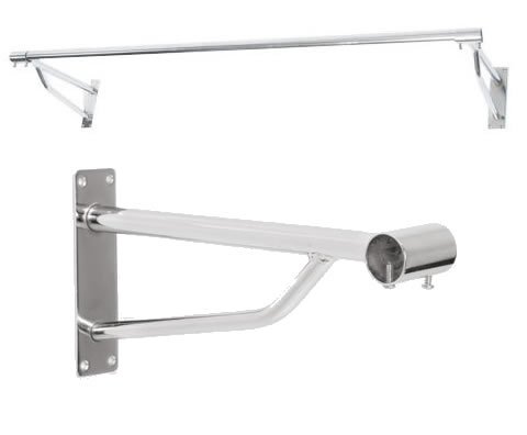 25mm Chrome Tube|Pipe Clothes Garment Dress Hanging Rail Dry Cleaners Wardrobe (Heavy Duty Wall Mounting Bracket)