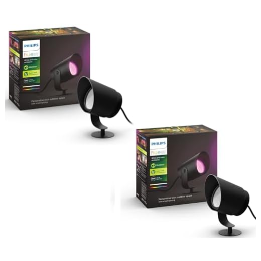 Philips Hue White & Color ambiance LILY, Lot de 2 Spots XL 15W, extension (base non fournie), noir, fonctionne avec Alexa, Google Assistant et Apple Homekit