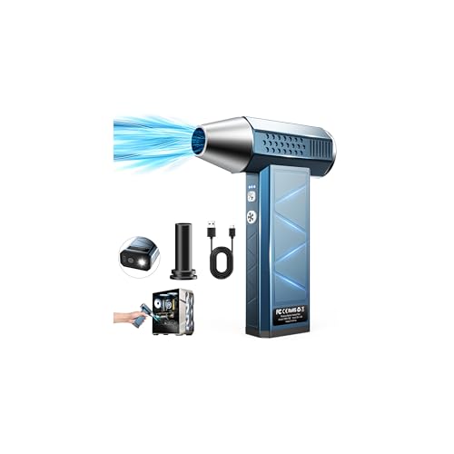 Hingso Compressed Air Duster, 380000RPM Powerful Electric Air Duster with LED Light, 4-Gear Rechargeable Mini Blower with Brushless Motor, Jet Dry Blower for Computer, Keyboard, Home, Car, Outdoor