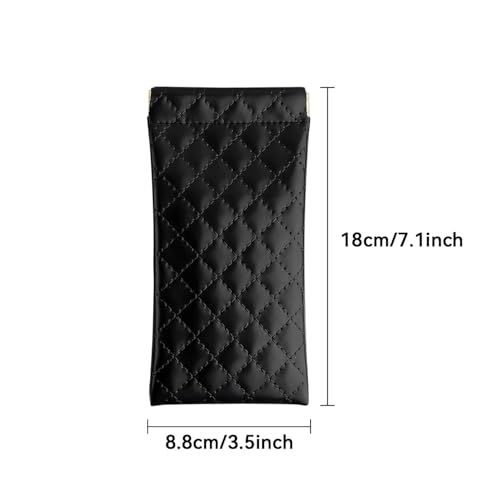 Image of ZACI Leather Eyeglass Cases Portable Sunglasses Cases Squeeze Top PU Glasses Pouch Travel Soft Trinket Organizer Bags