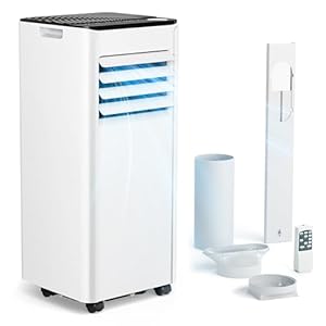 Klimaanlage Mobil – Klimagerät mit Abluftschlauch 7000 BTU | 4-in-1 Mobiles Klimagerät | Leiser Betrieb | Digitaldisplay + Fernbedienung | Fenster-Installationsset | 24h-Timer | Für Räume bis 20 m²