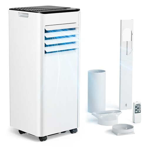 EUHOMY Climatiseur mobile 7000 BTU 2,0 kW (avec télécommande), climatiseur portable quatre en un, fonctionnement silencieux, écran LED, surface couverte 20 m², minuterie 24 heures