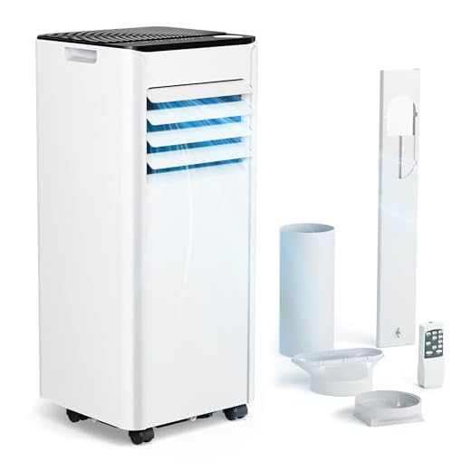 Mobile Klimaanlage 9000 BTU mit Abluftschlauch | 4-in-1 Mobiles Klimagerät | Leiser Betrieb <48 dB | Digitaldisplay + Fernbedienung | Fenster-Installationsset | 24h-Timer | Für Räume bis 25 m²