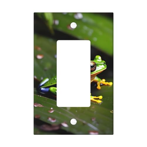 Cubiertas de salida con estampado de ranas de árbol de la paz, 1 placa de pared de tamaño estándar, cubiertas de placas frontales de policarbonato de doble salida