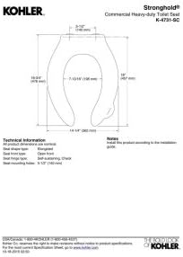 Miniatura 3 de KOHLER K-4731-SC-0 Stronghold - Asiento de inodoro alargado con bisagra de control autosostenible y mango integrado, color blanco