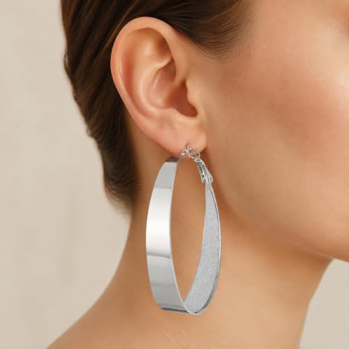 Image of Guess Large Oval Glitter Hoop Earrings