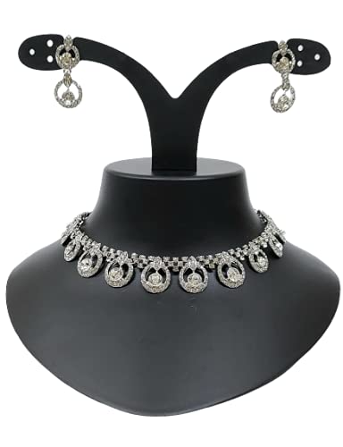 RKJ American Diamond Pendant Earring Necklace Earrings Jewellery Set Gift for Women & Girls