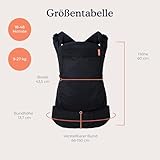 Beco Toddler Babytrage & Kindertrage (9-27 kg) - 100% Baumwoll Trage Kleinkind, Leicht & Atmungsaktiv, Hüftfreundlich mit 2 Tragepositionen: Bauchtrage & Rückentrage (Schwarz)