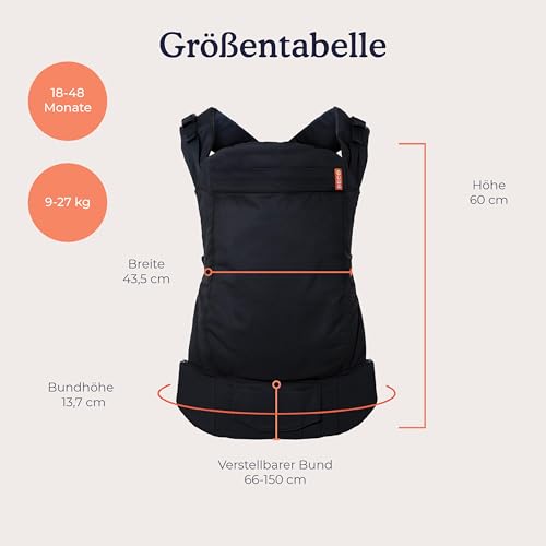 Beco-Toddler-Babytrage-Kindertrage-9-27-kg-100-Baumwoll-Trage-Kleinkind-Leicht-Atmungsaktiv-Huftfreundlich-mit-2-Tragepositionen-Bauchtrage-Ruckentrage-Schwarz | Dealmeister.io Alt tag für bilder post titel