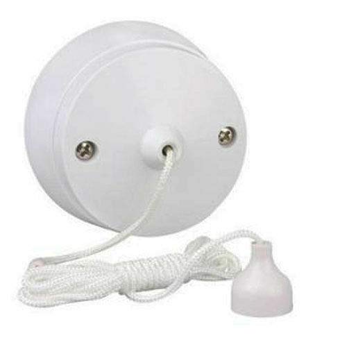 SDMAX White Ceiling Pull Cord Switch, 6Amp 1 Way Bathroom/Toilet Light