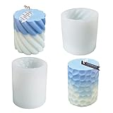 2 Stück Kerzen Gießform, Kerzenform Silikon Rund 3D Kerzen Silikonform Sojawachs Kerzenform Zylinderförmige Kerzen Formen für Kerzenherstellung, Duftkerzen, Handgemachte Seife, Handwerk Ornamente