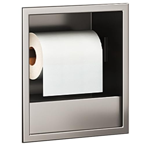 Waterproof Stainless Steel Recessed Shower Cabinet Built-in Organizer with Toilet Paper Holder Trash Caddy for Bathroom Living Space