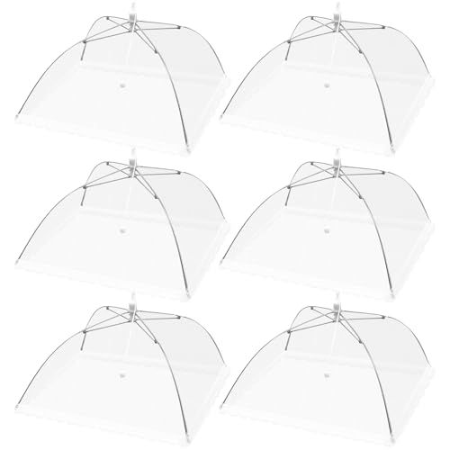PWGHWG 6 Pièces Cloche Alimentaire Pliable Blanc Cloche Alimentaire Anti Insectes 33 × 33 cm...